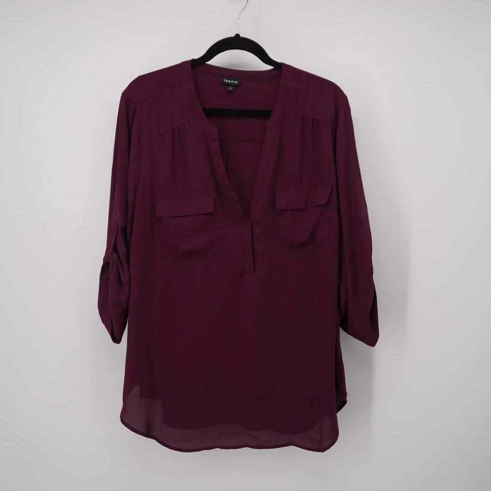 Torrid Harper Georgette Pullover 3/4 Sleeve Blouse - 2X